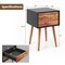 Costway End Table W/Drawers and Storage Wooden Mid-Century Accent Side Table Multipurpose for Bedroom, Living Room Home Furniture Nightstand